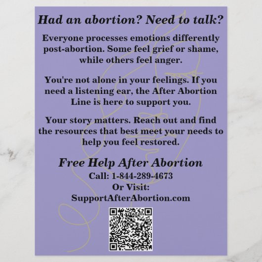 Pregnancy Help/After Abortion Care Flyer チラシ (裏面)