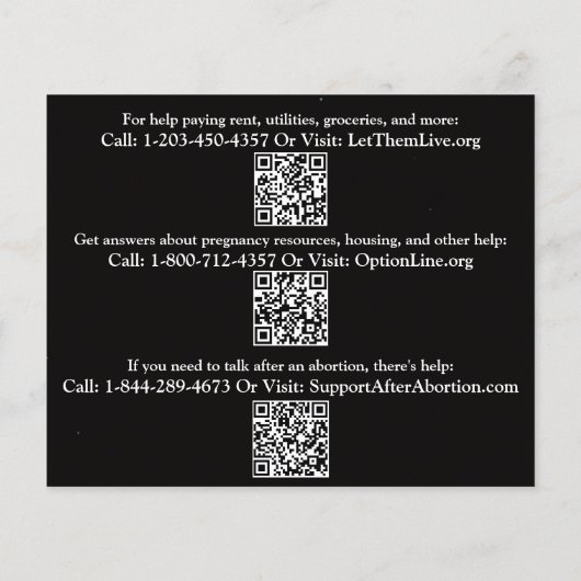 Pregnancy help and after abortion flyer チラシ (裏面)