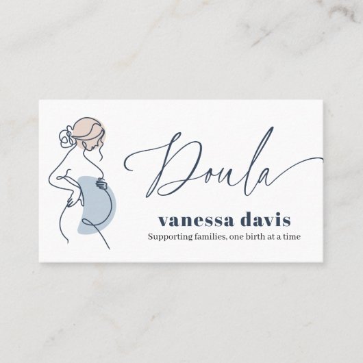 PREGNANCY LINE ART DOULA BIRTH WORKER QRCODE PHOTO 名刺 (正面)