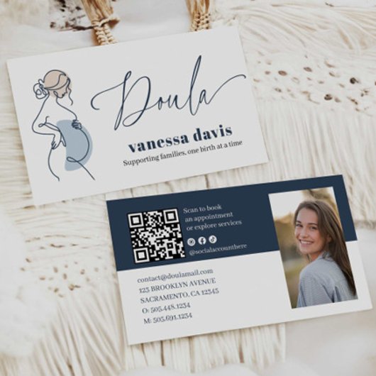 PREGNANCY LINE ART DOULA BIRTH WORKER QRCODE PHOTO 名刺
