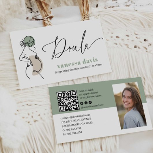 PREGNANCY LINE ART DOULA BIRTH WORKER QRCODE PHOTO 名刺