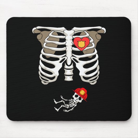Pregnancy Skeleton Rib Funny Firefighter Bump Shir マウスパッド (正面)