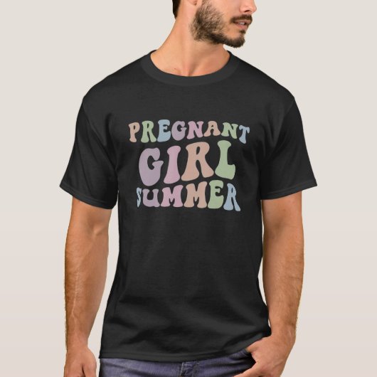 Pregnant Girl Summer Baby Announcement Pregnancy_1 Tシャツ (正面)