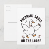 Pregnant Goose on the Loose Pregnancy Goose Bird  案内ポストカード (正面/裏面)