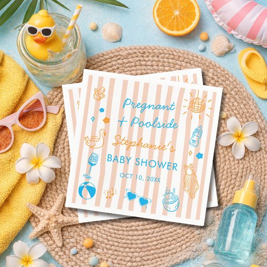 Pregnant & Poolside Summer Pool Party Baby Shower スタンダードカクテルナプキン