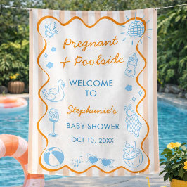 Pregnant & Poolside Summer Pool Party Baby Shower タペストリー