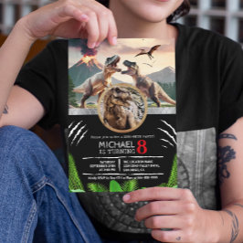 Prehistoric Dinosaur T-rex Birthday Party 招待状