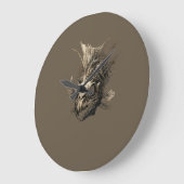 Prehistoric Fish Skull Grunge Dark Art ラージ壁時計 (傾斜)