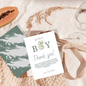Prehistoric Sage Green Baby Boy Shower サンキューカード