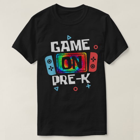 PreK上のゲーム新学期絞り染めビデオゲームボーイ Tシャツ (デザイン正面)