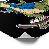 Prek Dude Dinosaur Skateboarding Kids Kindergarten ポスター (角)