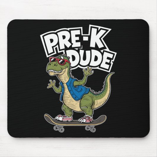 Prek Dude Dinosaur Skateboarding Kids Kindergarten マウスパッド (正面)