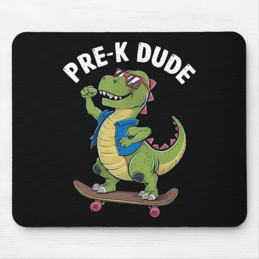 Prek Dude Dinosaur Skateboarding Kids Kindergarten マウスパッド (正面)