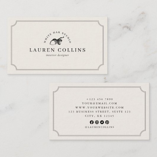 Premade Acorn Logo Ivory Professional  名刺 (正面/裏面)