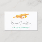 Premade Rolling Pin Logo | White Mint Green Bakery 名刺 (正面)