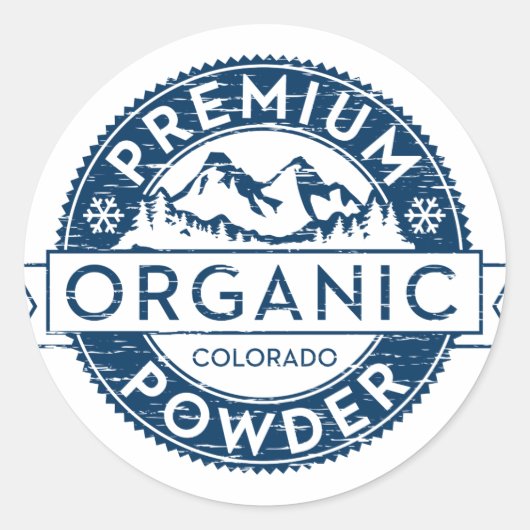 Premium オーガニック Colorado Powder Sticker ラウンドシール (正面)