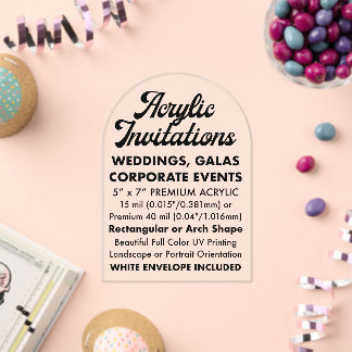 Premium 40 Mil Archedアクリル澄ん招待状 アクリル招待状