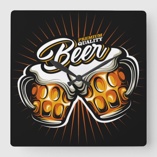 Premium Beer Square Wall Clock スクエア壁時計 (正面)