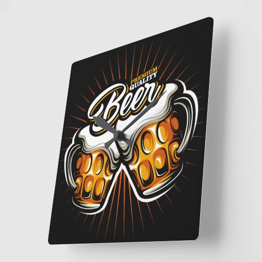 Premium Beer Square Wall Clock  スクエア壁時計 (傾斜)