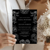Premium Black And White French Roses Wedding 招待状