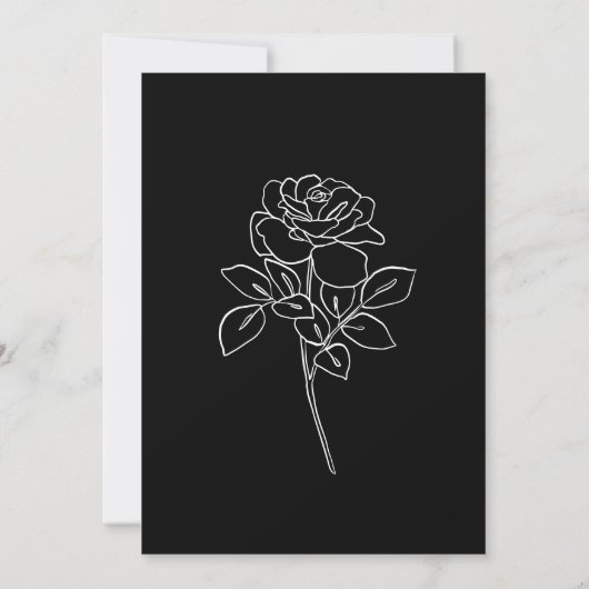 Premium Black And White French Roses Wedding 招待状 (裏面)