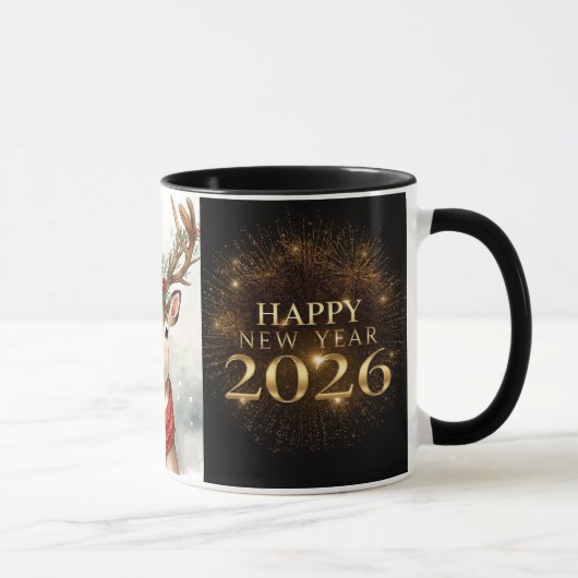 premium black gold happy new year coffee mug マグカップ (右)