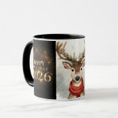 premium black gold happy new year coffee mug マグカップ (正面左)