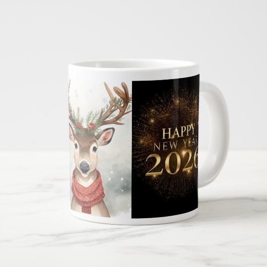 premium black gold happy new year Specialty mug ジャンボコーヒーマグカップ (正面右)