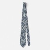 Premium Blue and White Diamond Paisley Neck Tie ネクタイ (正面)