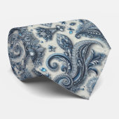 Premium Blue and White Diamond Paisley Neck Tie ネクタイ (ロール)