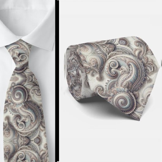 Premium Blue Gold and White Paisley Neck Tie ネクタイ