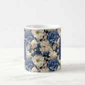 Premium Blue White Flowers Custom Name Coffee Mug コーヒーマグカップ (中央)