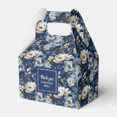 Premium Blue White Flowers Custom Name Favor Box フェイバーボックス (裏面サイド)