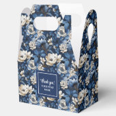Premium Blue White Flowers Custom Name Favor Box フェイバーボックス (オープン)