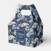 Premium Blue White Flowers Custom Name Favor Box フェイバーボックス (正面サイド)