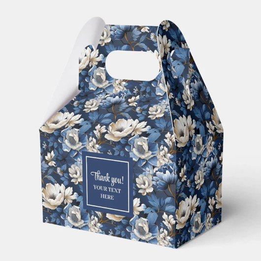 Premium Blue White Flowers Custom Name Favor Box フェイバーボックス