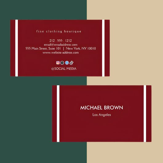 Premium Burgundy Gold Business Card Set 名刺