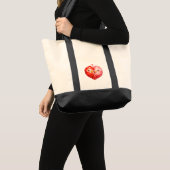 Premium Canvas Tote Bag with Artistic Red Heart トートバッグ (正面(商品))