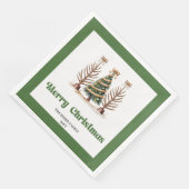 Premium Christmas Tree Leopard Print Dinner Napkin (コーナー)