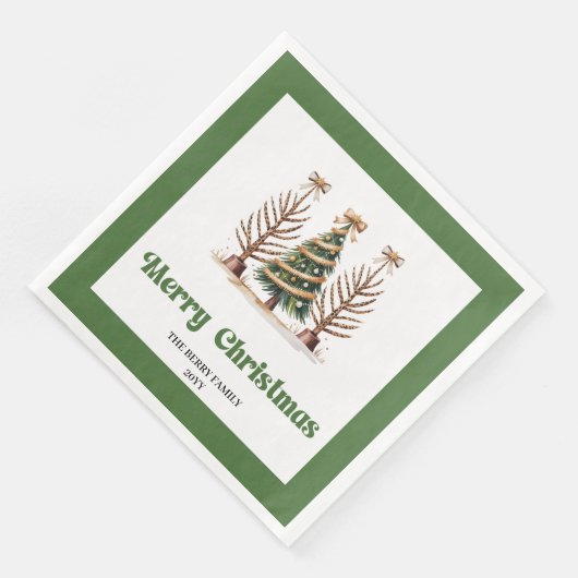 Premium Christmas Tree Leopard Print Dinner Napkin (コーナー)