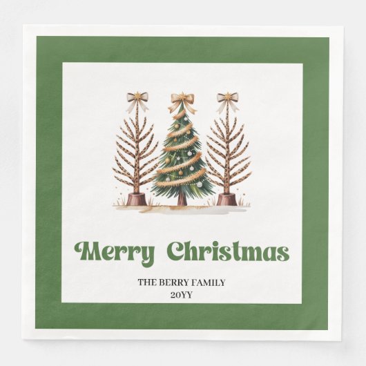 Premium Christmas Tree Leopard Print Dinner Napkin (正面)