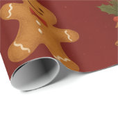 Premium Christmas Wrap – Gingerbread & Bells ラッピングペーパー (ロールコーナー)