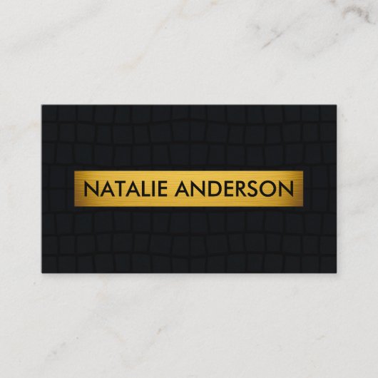 Premium Crocodile Texture Black & Gold 名刺 (正面)