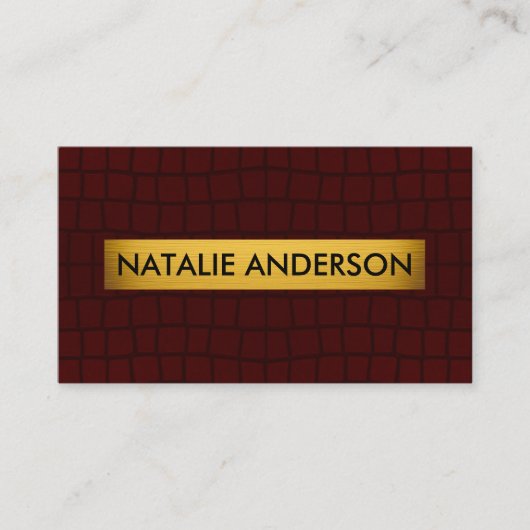 Premium Crocodile Texture Burgundy & Gold  名刺 (正面)