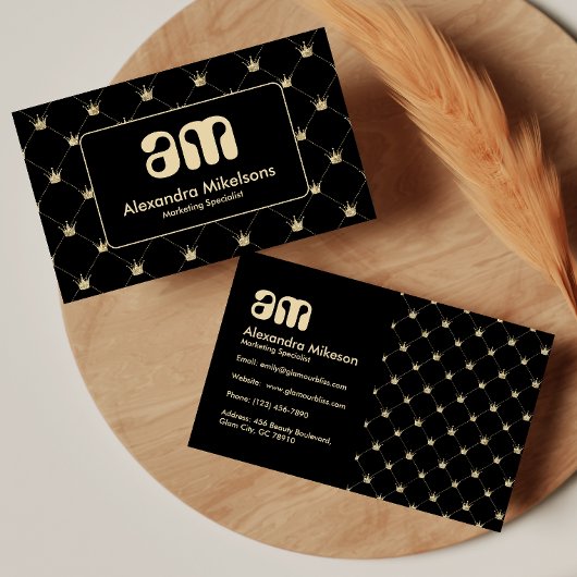 Premium Crown Pattern Elegant Black Gold 名刺