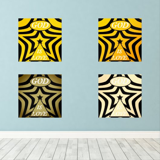 Premium Cyber Yellow & Black Star: God Is Love Art (ウッドフロア)