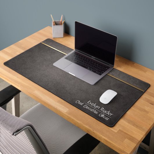 Premium Dark Desk Mat with Gold Accent デスクマット (オフィス2)