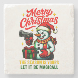 Premium Gangster Snowman Edgy Home Unique Christma ストーンコースター