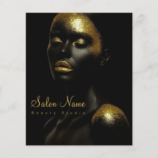 Premium Gold Beauty Studio Sign Black Luxury Salon チラシ (正面)