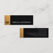 Premium Gold & Black Leather Monogram スキニー名刺 (正面/裏面)